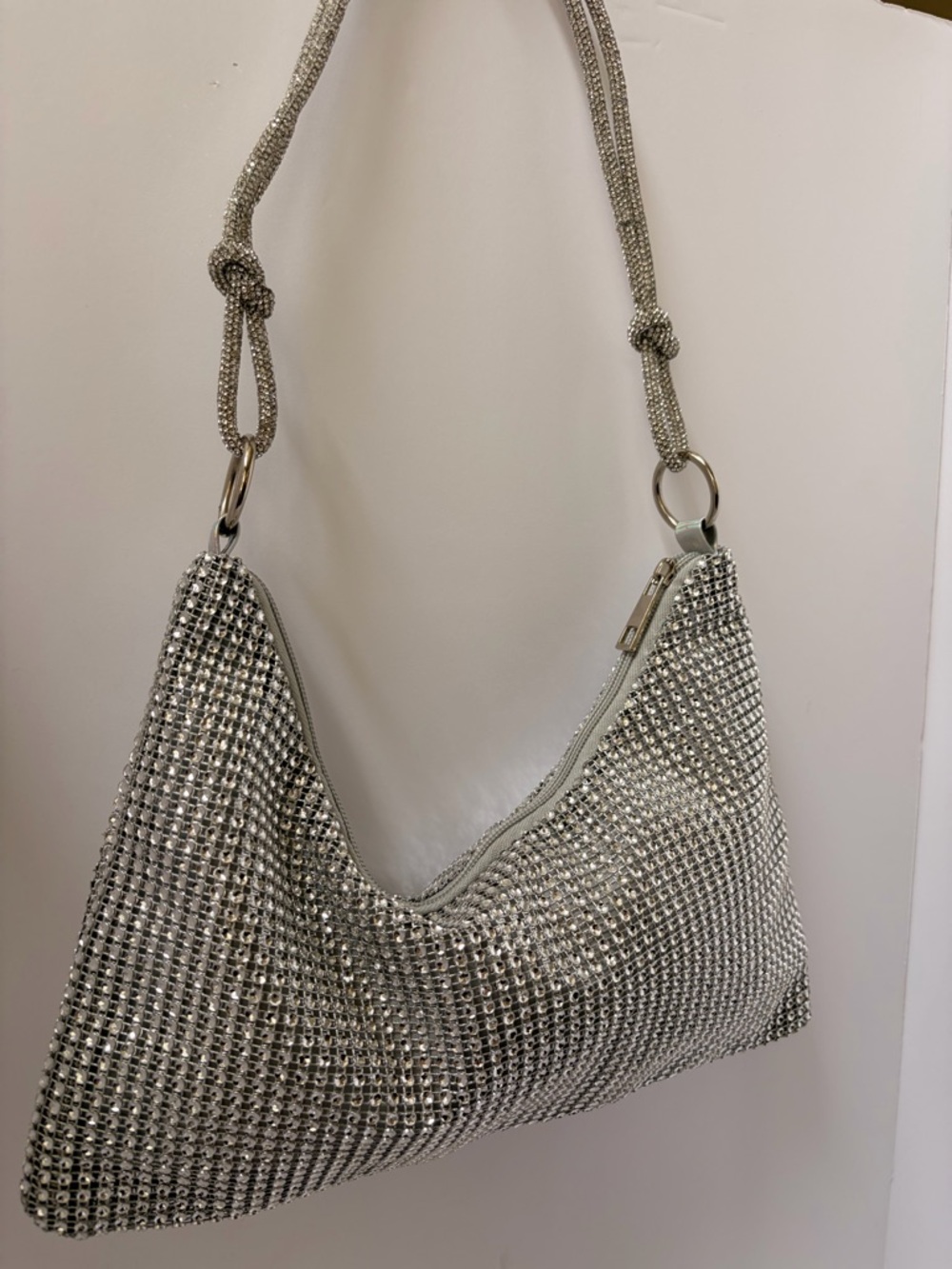 Silver Crystal Mesh Shoulder Bag - Picture 2 of 4